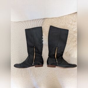 Black Leather Knee-High Boots